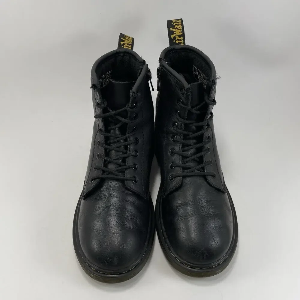 Dr Martens Docs 1460 J Combat Boots Little Girls Size 3 Black Leather Lace Up